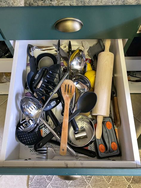 Our Full Kitchen Organization Makeover - Bless'er House Big Utensil Organization, Organize Utensils In Kitchen, Kitchen Large Utensil Organization, Kitchen Tools Organization Ideas, Serving Spoon Organization, How To Organize Kitchen Utensils, Kitchen Tool Organization, Organize Kitchen Tools, Countertop Utensil Storage