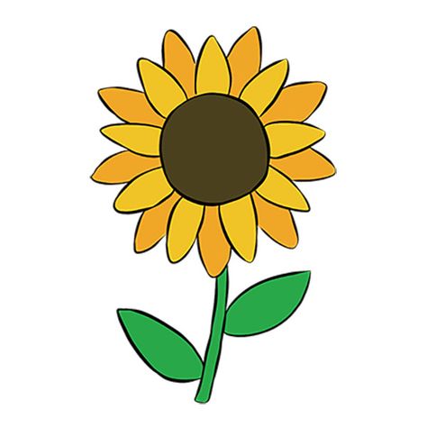 Drawing Of Sunflower Simple, Flower Easy Drawing Simple, Flower Drawing For Kids Easy, How To Draw A Sunflower Easy, Easy Posters To Draw, Easy Sunflower Drawing Simple, Sunflower Easy Drawing, Sunflower Doodle Simple, Drawing Flower Simple