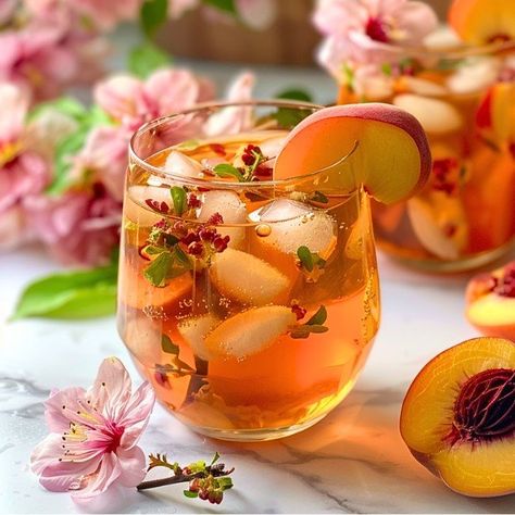 Peach Blossom Sangria Tea - Sunshine in a Glass! Jasmine Milk Tea Recipe, Moroccan Mint Tea Recipe, Milk Thistle Tea, Mint Tea Recipe, Tea Facts, Licorice Tea, Turmeric Tea Recipe, Ginger Tea Recipe, Butterfly Pea Tea