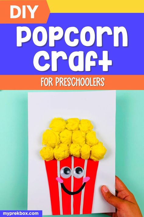 Popcorn Craft, Popcorn Crafts, Theatre Crafts, Preschool Fine Motor Skills, August Crafts, Diy Popcorn, Craft For Toddlers, Craft For Preschoolers, Preschool Fine Motor