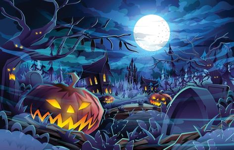 Halloween Dark Night Scenery Background Concept Graveyard, Free Download, For Free, Halloween, Art