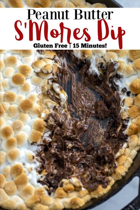 Peanut Butter Smores Dip, Smores Dip Recipe, Peanut Butter Smores, Gluten Free Party Food, Smores Dip, Gluten Free Graham Crackers, Best Gluten Free Desserts, Peanut Butter Nutella, Nutella Desserts