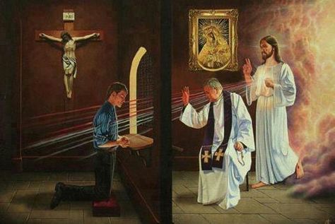 Confession...In Persona Christi Pictures Of Jesus, Sacrament Of Penance, Catholic Sacraments, Catholic Priest, Divine Mercy, Catholic Quotes, Papa Francisco, Catholic Prayers, Catholic Art