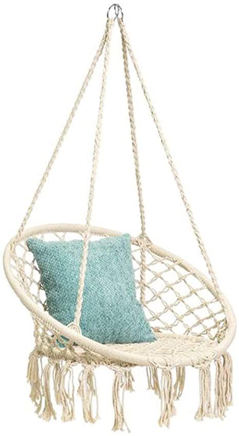 Mertonzo Hammock Swing Chair for 2-16 Years Old Kids,Handmade Knitted Macrame Hanging Swing Chair for Indoor,Bedroom,Yard,Garden- 230 Pound Capacity Swing Chair Bedroom, Kids Hanging Chair, Indoor Hammock Chair, Macrame Hammock Chair, Hanging Chair With Stand, Macrame Hammock, Macrame Swing, Rope Hammock, Hanging Hammock Chair