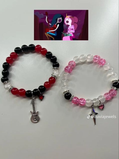 Bubblegum Marceline, Diy Kandi Bracelets, Pony Bead Bracelets, Indie Jewelry, Kandi Bracelets, Princess Bubblegum, Diy Bracelet Designs, Diy Bracelets Patterns, Beads Bracelet Design