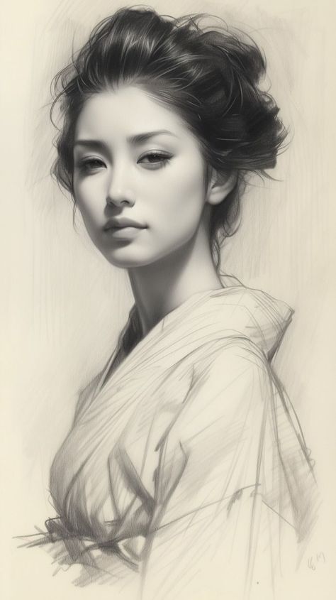 Simple yet stunning: Discover the beauty of simplicity with our portrait drawings. Click to see!#portraitdrawings #artinspiration #pencildrawings #realisticart Korean Face Drawing, Portrait Palette, Easy Portrait Drawing, Portrait Artists, Pencil Portrait Drawing, Nude Artwork, Portrait Drawings, Digital Painting Portrait, Pencil Sketch Images