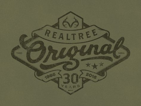 Celebrating 30 years of Realtree® patterns with the original patch. The color version will be made into a patch and put on the original pattern hat. Look for it! Will post hat when I get one in my ... Bd Design, Record Label Logo, Tshirt Printing Design, Graphic Design Blog, Badge Logo, Types Of Lettering, Follow Us On Instagram, Mood Board Design, Badge Design