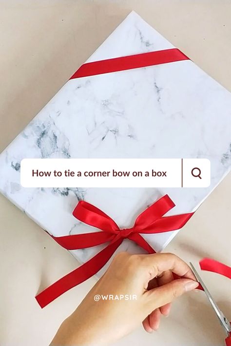 Diagonal ribbon wrapping Diagonal Ribbon On Gift, How To Use Ribbon On Gifts, Tie Ribbon On Gift, Curling Ribbon Ideas Gift Wrapping, Ribbon On Presents, Bows For Presents, Ribbon Wrapping, Box Origami, Ribbon Curls