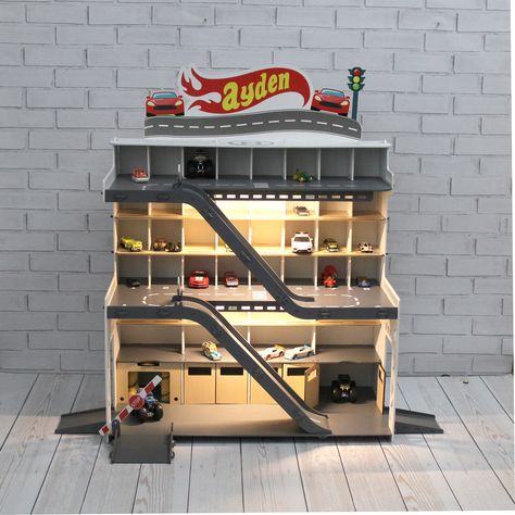 Excited to share the latest addition to my #etsy shop: Toy car garage with a toy car wash, doors, gates and multiple ramps https://etsy.me/3FSCS14 #white #birthday #christmas #gray #toygarage #toycarstorage #toycargarage #toycarshelf #woodparkinggarage Diy Car Garage For Kids, Toy Car Garage Diy, Garage For Toy Cars, Toy Car Parking Garage Diy, Parking Garage For Toy Cars, Toy Parking Garage, Boy Toy Organization, Cardboard Box Toy Car Garage, Toy Car Wash