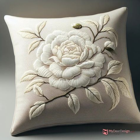 Top 20 Camellia Floral Pillow Designs That Are Beautiful To Have At Home Pillow Embroidery Designs, Embroidery Designs Floral, Embroidery Pillows, Cushion Embroidery, Simple Hand Embroidery Patterns, Pillow Embroidery, Basic Embroidery Stitches, Hand Embroidery Projects, Floral Pillow Cover