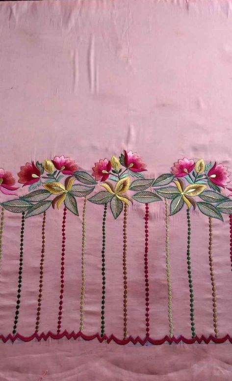 Machine Embroidery Designs For Suits, Embroidery Designs For Suits, Embroidery Hoop Nursery, Gold Work Embroidery, Embroidery Fashion Detail, Machine Work, Magazine Crafts, Embroidery On Kurtis, Hand Embroidery Patterns Flowers