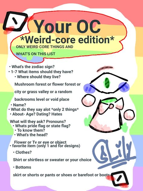 Weird Core Usernames, Weird Kid Core, Werid Core Oc, Weirdcore Ocs Art, Dream Core Characters, Weirdcore Art Drawing Oc, Weird Core Ocs, Weird Core Oc Ideas, Weird Core Oc Drawing