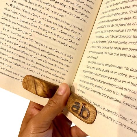 Book Page Holder, Thumb Book, Page Holder, Personalized Book, Personalised Gifts For Friends, Book Spine, Reading Gifts, Wood Book, Book Holders