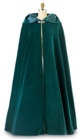 .Green Velvet Long Cloak with Hood and Lined in Satin Green Velvet Cloak, Green Hooded Cloak, Green Cloak, Cloak Pattern, Cloak With Hood, Velvet Cloak, Princess Cape, Long Cloak, Stile Harry Potter