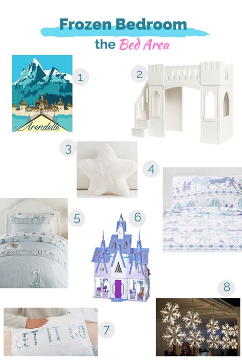 The perfect bed for your Frozen obsessed kids. Just in time for the Frozen 2 premiere! Frozen Bedroom Ideas, Frozen Bedroom Decor, Bookish Bedroom, Book Themed Nursery, Lion King Nursery, Frozen Bedroom, Frozen Room, Castle Bed, Dragons Love Tacos