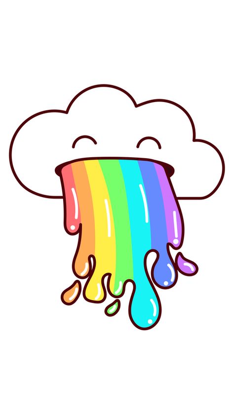 Have you ever seen a cute white cloud puking a rainbow liquid? Past few years, puking rainbows is a popular theme in online comics and illustrations depicted by the portrayal of rainbow-colored... Puke Drawing, Rainbow Digital Art, Cute Rainbow Drawings, Rainbow White Background, Rainbow Kawaii, Drawing Ideas For Beginners, Beginners Drawing, Cartoon Rainbow, Rainbow Drawing