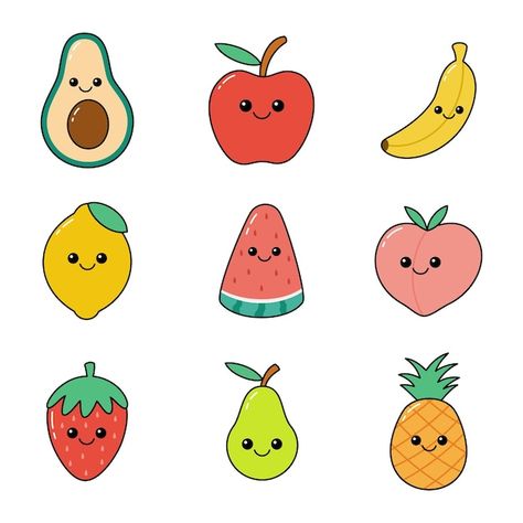 Kawaii fruits hand drawn doodle illustra... | Premium Vector #Freepik #vector #orange-cartoon #fruit-character #fruit-cartoon #cute-avocado Fruit Doodle, Kawaii Fruit, Fruit Cartoon, Doodle Illustration, Psd Files, Kids Bedroom, Premium Vector, Graphic Resources, Scents