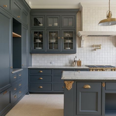 35+ Cabinet Color Ideas That Will Transform Your Kitchen Bold Cabinet Colors, Unique Kitchen Cabinet Colors, Colored Cabinets Kitchen, Cabinet Color Ideas, Apartment Remodel, Blue Cupboards, Kitchen Cabinets Color Combination, Grey Blue Kitchen, Kitchen Cabinet Inspiration