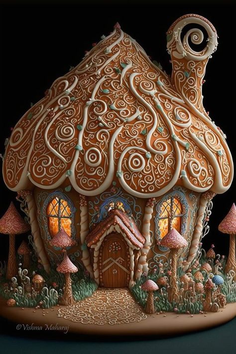 Gingerbread House Ideas Pretzels, Snow Cone Syrup Recipe, Fantasy Cakes, Homemade Gingerbread House, Snow Cone Syrup, Snow Cream, Gingerbread House Designs, Fairy House Crafts, Clay Fairy House