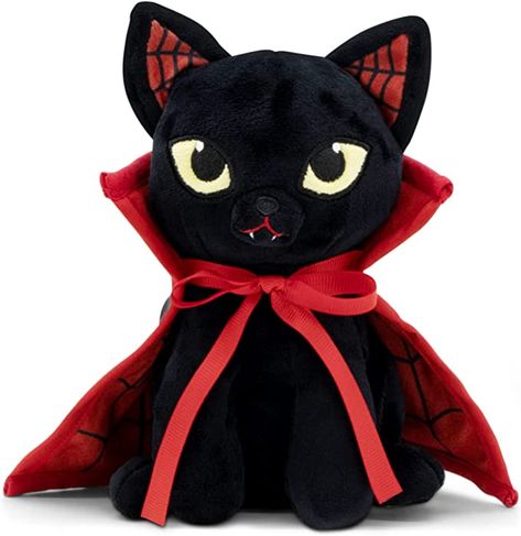 Vampire Decorations, Halloween Stuffed Animals, Black Cat Stuffed Animal, Vampire Decor, Animal Plushies, Black Cat Plush, Cat Stuffed Animal, Halloween Plush, Vampire Cat