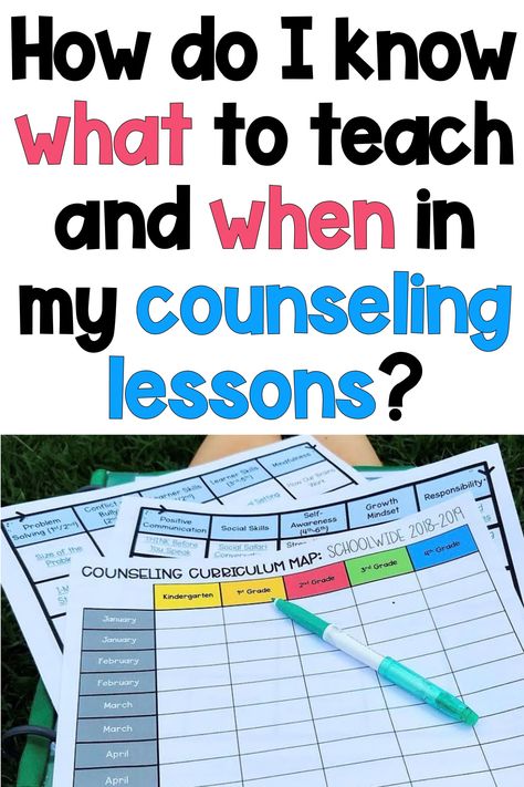 School Based Counseling, School Counselor Middle School, Elementary Counseling Lessons, Middle School Counseling Curriculum Map, Counseling Activities Middle School, School Counselor Lessons Elementary, Elementary Counseling Activities, School Counseling Classroom, School Counseling Lessons Elementary