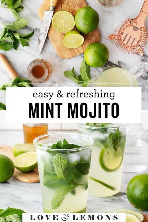 If you're in the mood for a fun summer drink, this mint mojito recipe is just what you need! It's refreshing, delicious, and super easy to make. Fresh Mint Mojitos, Sweet Mojito Recipe, How To Make Mojito At Home, Mojito Recipe Pitcher, Best Mojito Recipe, Easy Mojito Recipe, Mojito Recipes, Mojito Recipe Classic, Lemons Recipes