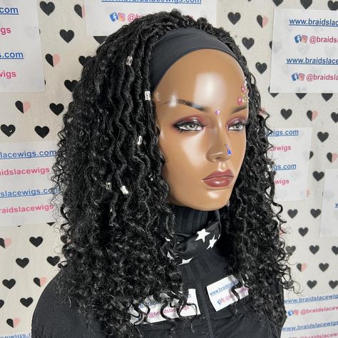 Faux Locs Curly Headband Braided Wig To order, go the website 👉 www.braidslacewigs.com . . . . . . #braidedwigs #braidstyles #headbandwig #braidideas #shortcurlyhair #bohobraids #locstylesforwomen #boxbraidstyles #shortbraids #goddessboxbraids #wigbraids #wigmaker #wigstylist #hairinspiration #vacationbraids #braidlife #headbandwig #trendinghairstyles #handmadewigs #summerbraids #locwig #blackgirlhairstyles #africanhairbraiding #africanhairstyles #lacefrontwigs #locstyles #crochetbraid #locs... Locs Headband, Butterfly Braid Crown Wig, Faux Locs Braids, Short Faux Locs, Locs Curly, Headband Braided Wigs, Faux Dreads, Summer Braids, Headband Wig