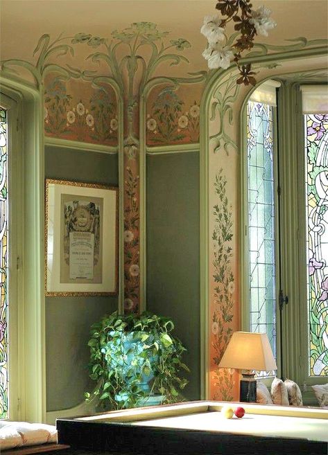 Art Nouveau Living Room, Casa Retro, Art Nouveau Interior, Art Nouveau Architecture, Decoration Originale, Bedroom Design Ideas, Dream House Decor, House Inspo, Dream Home Design