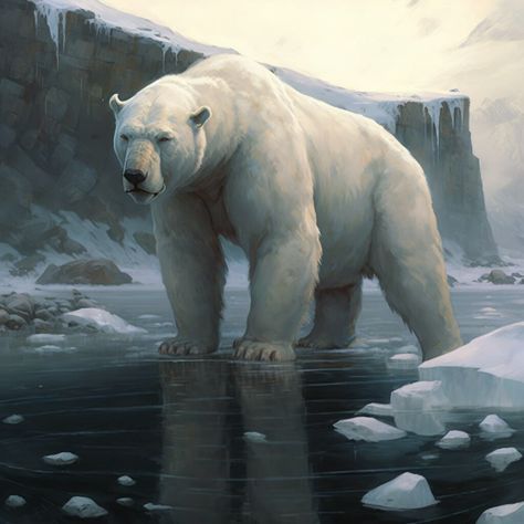 Polar Bear Illustration, Giant Animals, Mythical Creatures Fantasy, Creature Artwork, Bear Illustration, Prehistoric Creatures, Fantasy Creatures Art, Prehistoric Animals, Animals Artwork