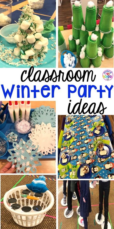 Winter Craft Activities, Classroom Winter Party, Winter Party Ideas, Winter Wonderland-party, Winter Party Games, Classroom Holiday Party, Classroom Christmas Party, Pocket Of Preschool, Kindergarten Party