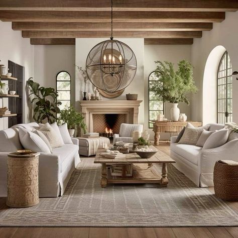 Ways To Use Wallpaper, Wallpaper In Home, Country Living Rooms, Spanish Living Room, Tuscan Living Rooms, French Country Living, Beach House Living Room, French Country Living Room, Living Room Design Inspiration