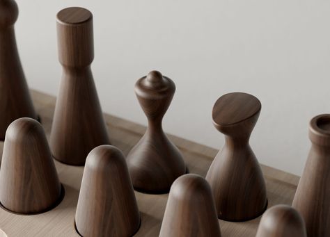 2 chess sets with a minimalistic and alluring twist - DesignWanted : DesignWanted Alluring Aesthetic, Modern Chess Set, Chess Boxing, Wood Chess Set, Wooden Chess Pieces, Wood Chess, Chess Sets, Wooden Chess, Chess Game