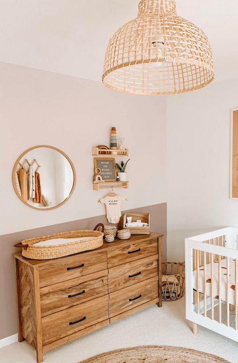 Light Pink Wallpaper, Boho Baby Nursery, Contemporary Nursery, Baby Room Neutral, Future Planning, Nursery Room Design, Baby Room Inspiration, Nursery Room Inspiration, Baby Room Design