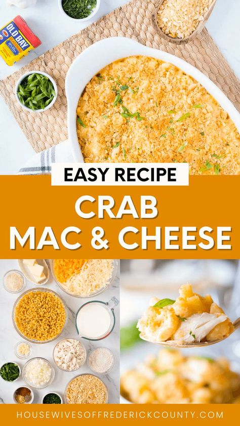 crab macaroni and cheese recipe Mudcrab Recipe, Crab Supreme Recipes, Crab Topping For Fish, Crab Mac N Cheese, Crab And Shrimp Mac And Cheese, Crab Mac And Cheese Recipe Easy, Crab Oscar Recipe, Imitated Crab Meat Recipes, Pasta With Crab Meat