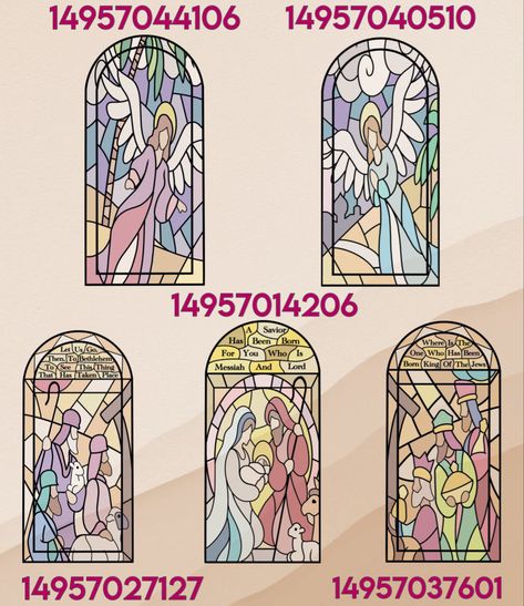 Window Decals For Bloxburg, Statues Bloxburg, Roblox Window Decals, Bloxburg Windows Codes, Bloxburg Church Layout, Roblox Window Decals Id, Stained Glass Bloxburg, Jesus Decals Bloxburg, Bloxburg House Ideas Castle