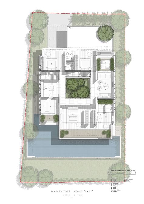 Cove House, Ground Plan, Unique House Plans, Courtyard House Plans, Architectural Floor Plans, Villa Plan, Site Plans, Unique Houses, Courtyard House