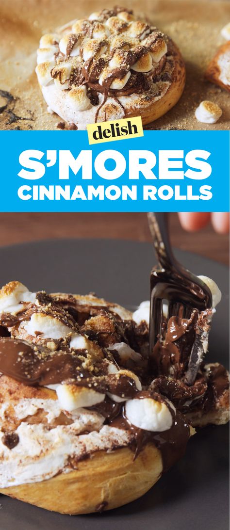 *Pinterest: @Zozopuffpuff Smores Cinnamon Rolls Recipe, Smores Chocolate Rolls, S’mores Cinnamon Rolls, S’mores Cinnamon Roll, Smores Cinnamon Rolls, Camping Food Ideas Breakfast, Camping Ideas Food, Breakfast Cinnamon Rolls, Camping Recipes Breakfast