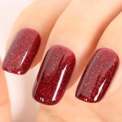 PRICES MAY VARY. 💅Red Gel Nail Polish:Sparkly Red gel nail polish,easy to diy nail art.Red glitter gel polish is an ESSENTIAL for everyone! 💖Environmental & Healthy: 13 Toxin Free Ingredient makes it healthy and low odor. No harsh ingredients or adhesives that lead to damaged nails. 🤳Easy Application and Good Tenacity. With proper application, last at least 21 Days. 🎨Speed Curing with LED Nail Lamp: The gel nail polish kit need to be cured under LED light. Base and Top coat required. Average Cute Gel Christmas Nails, Maroon Gel Nails Design, Dark Red Sparkly Nails, Deep Red Acrylic Nails, Gel Nails For Fall, Red Dip Nails, Crimson Nails, Black And Red Nails, Red Sparkly Nails