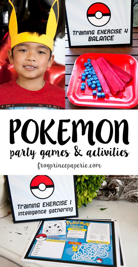 Pokemon Party Games, Pokemon Party Decorations, Easy Pokemon, Pokemon Themed Party, Pokemon Diy, Pokemon Craft, Pokemon Birthday Party, Pokemon Theme, 9th Birthday Parties