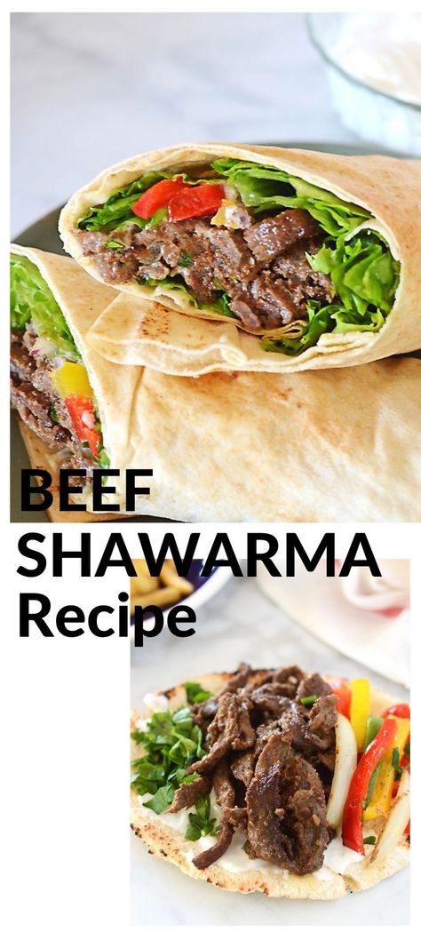 Beef Shawarma recipe with the best marinade ever. This beef shawarma is warmly spiced with Middle Eastern seasoning and cooked to make a luscious beef shawarma wrap.  #beefshawarma #amiraspantry #shawarmawrap #shawaramabowl #middleeasternfood #mediterranean Beef Shawarma Recipe, Shawarma Spice, Shawarma Wrap, Dishes Around The World, Eastern Recipe, Beef Shawarma, Best Marinade, Beef Wraps, Beef Marinade