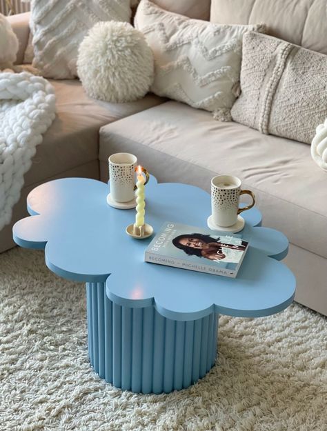 Baby Cloud Coffee Table Mesas Aesthetic, Small Table Design, Funky Coffee Table, Small Table Living Room, Muebles Aesthetic, Whimsical Coffee Table, Funky Coffee Tables, Cloud Coffee Table, Cloud Table