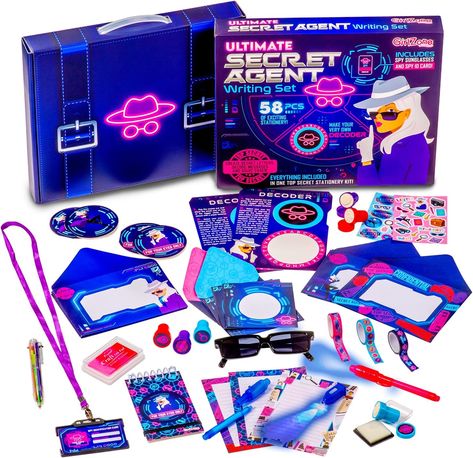 Amazon.com: GirlZone Ultimate Secret Agent Writing Set, Exciting Spy Kit and Fun Stationery Set with Spy Pen Toy, Stationery Paper and Envelopes Set for Spy Kids : Toys & Games Spy Toys, Spy Kit, Kids Birthday Presents, Spy Girl, Secret Notes, Kids Stationary, Kid Detectives, Spy Kids, Stationary Paper