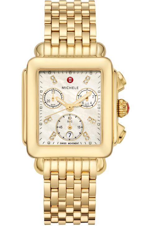 Michele Watch, Michele Watches, Gold Diamond Watches, Bracelets Gold Diamond, Bezel Diamond, Diamond Watch, Stainless Steel Watch, O Clock, Sparkle Diamonds