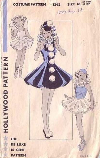 40s Hollywood, 1940s Patterns, Pierrot Costume, Pierrot Clown, Clown Clothes, Circular Skirt, Piskel Art, Hollywood Costume, Ballet Costume