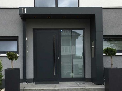 Entry Cover Entrance, Modern Front Door Porch Ideas Entrance, Flat Roof Porch Entrance Modern, Front Door Overhang Entrance Modern, Modern Entrance Canopy, Modern Porches Ideas Entrance, Canopy Front Door Entrance, Modern House Entrance Front Entry, Front Door Canopy Modern