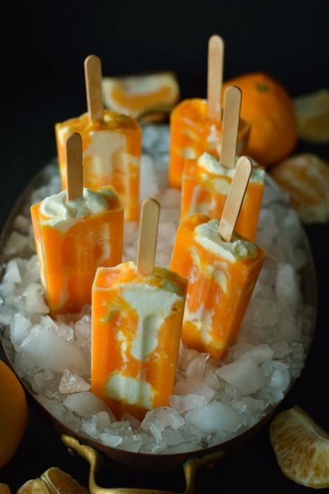 Orange Creamsicle Popsicle, Creamsicle Popsicle, Recipe With Greek Yogurt, Iced Hot Chocolate, Summer Popsicles, Yogurt Pops, Greek Yogurt Recipes, Food Gallery, Seasonal Treats