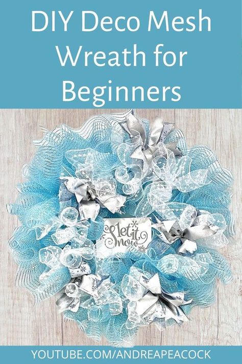 Diy Deco Mesh Wreath Tutorial, Pretty Ribbon Bows, Mesh Tubing Wreath, Easy Mesh Wreath, Deco Mesh Christmas Wreaths Diy, Santa Wreath Diy, Winter Mesh Wreath, Deco Mesh Wreath Tutorial, Ribbon Wreath Tutorial