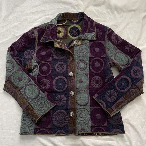 🌙 whimsigoth jacket

• No size
• missing a button,... - Depop Masc Whimsigoth Outfits, Whimsigoth Jacket, Purple Jacket Outfit, Whimsigoth Clothes, Whimsigoth 90s, Brunch Fashion, Funky Outfits, Eclectic Fashion, Hippie Outfits