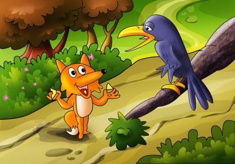 Fox And Crow Story In English Crow Story, Fox And Crow, The Fox And The Crow, Picture Story Writing, Crow Pictures, Very Short Stories, Short Moral Stories, Moral Stories For Kids, Whatsapp Profile