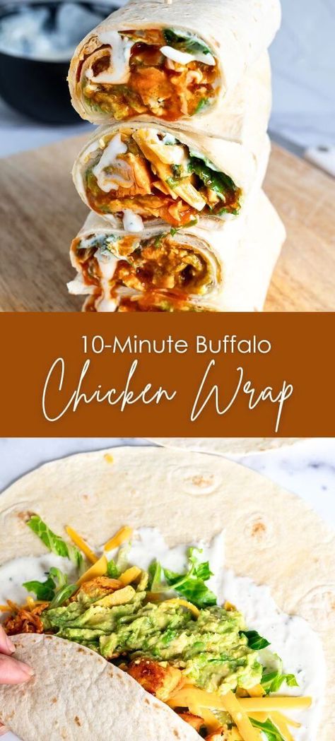 10-Minute Buffalo Chicken Wrap: Easy Recipe Microwave Chicken Recipes, Appetizer Wraps, Buffalo Chicken Wrap, Pressure Cooker Recipes Chicken, 30g Protein, Wraps Recipes, Buffalo Chicken Wraps, Leftover Rotisserie, Chicken Wrap Recipes